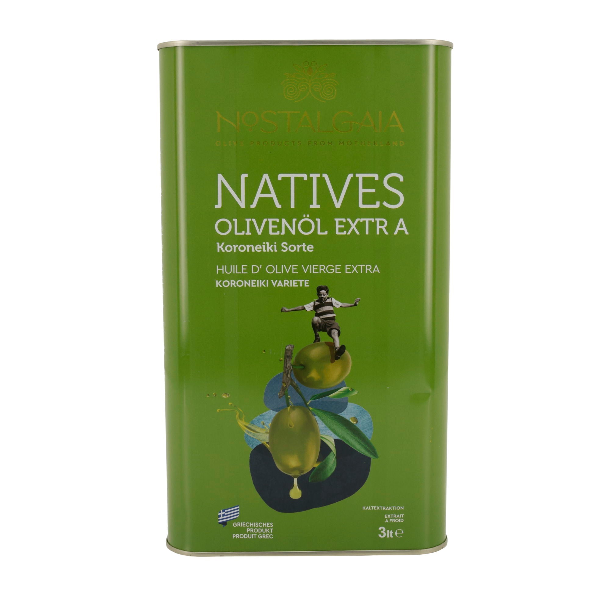 Natives Olivenöl extra | Nostalgia | Koroneiki Sorte | 3 Liter – kaltgepresst, griechisches Produkt Nostalgaia